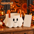 mirevno™ Pumpkin Parade Halloween Table Runner — Cute Ghost, Black Cat & Pumpkin Dining Table Decor, 13 in × 72 in or 13 in × 90 in