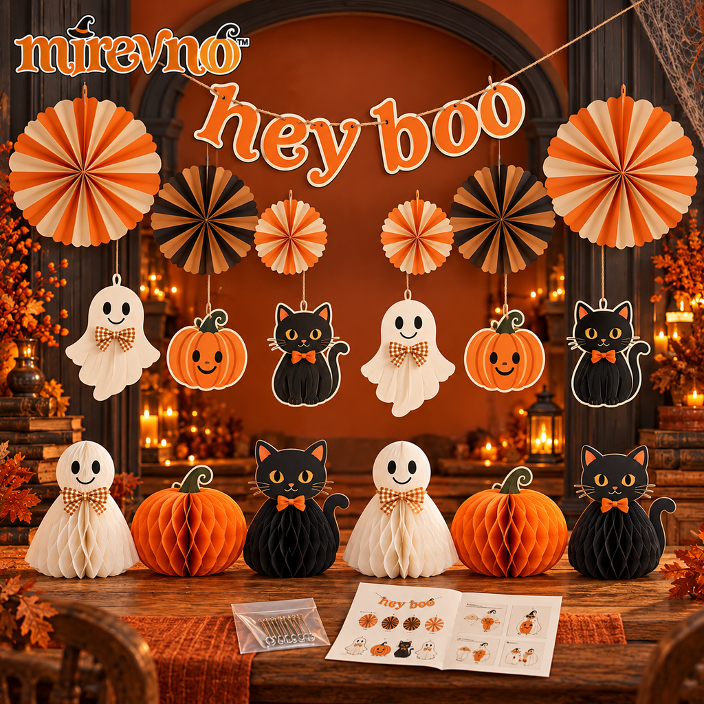 mirevno™ Sweet Boo Halloween Candy Basket — Soft Felt Ghost Treat Holder with Handles for Wrapped Candy, Boo Baskets & Party Displays