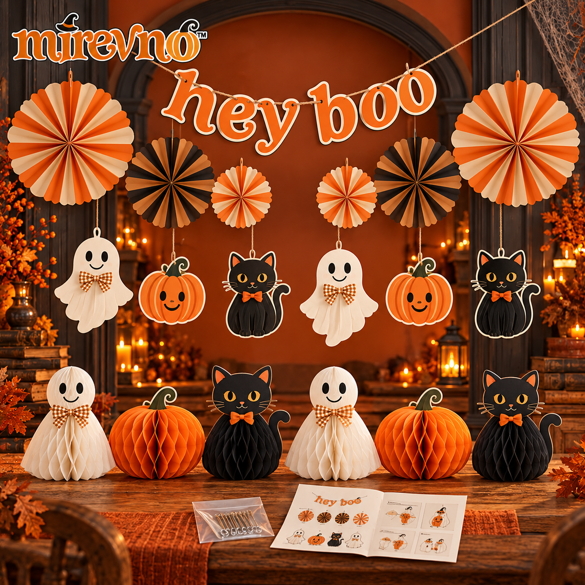 mirevno™ Sweet Boo Halloween Candy Basket — Soft Felt Ghost Treat Holder with Handles for Wrapped Candy, Boo Baskets & Party Displays